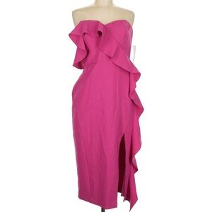 Aidan Mattox Pink Strapless Sheath Dress with Ruffled Bustier